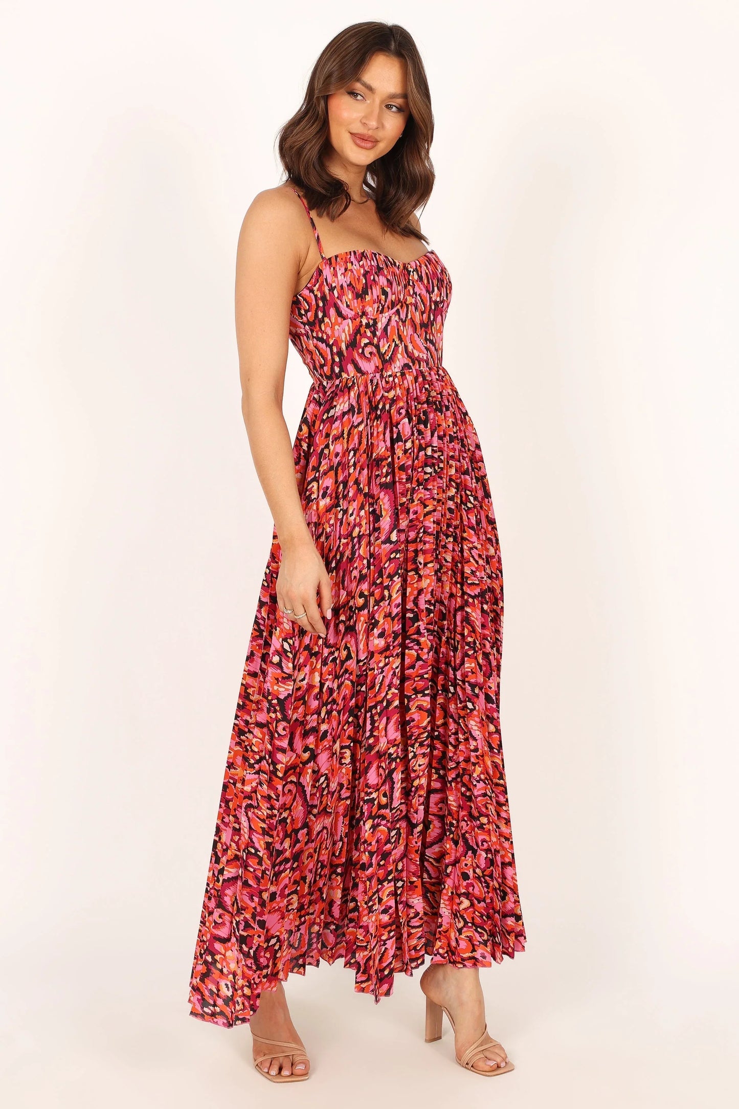 Achanti Pleated Maxi Dress Pink Multi