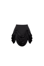 Black mini skirt with draping