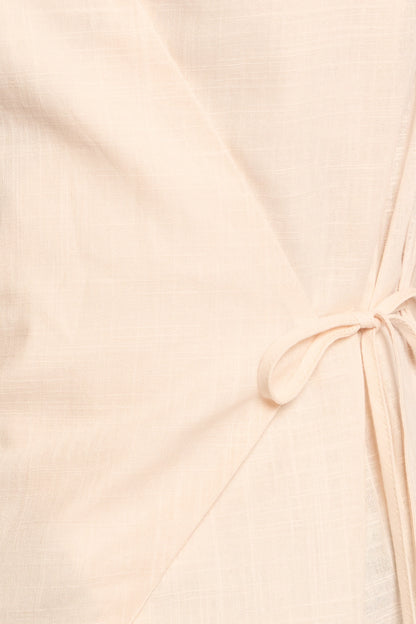 Vanni Wrap Front Linen Top Cream