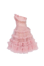 Flirty ruffled tulle mini dress in misty rose Glow Up