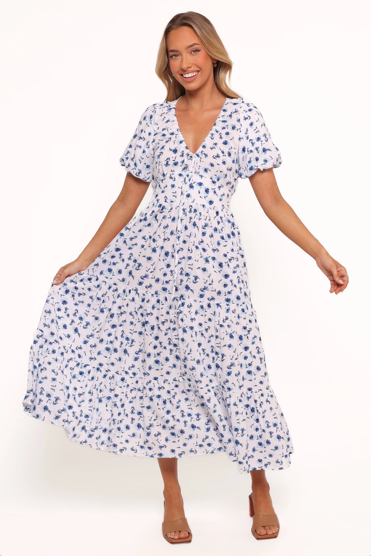 Roberts Maxi Dress Blue Ditsy Floral