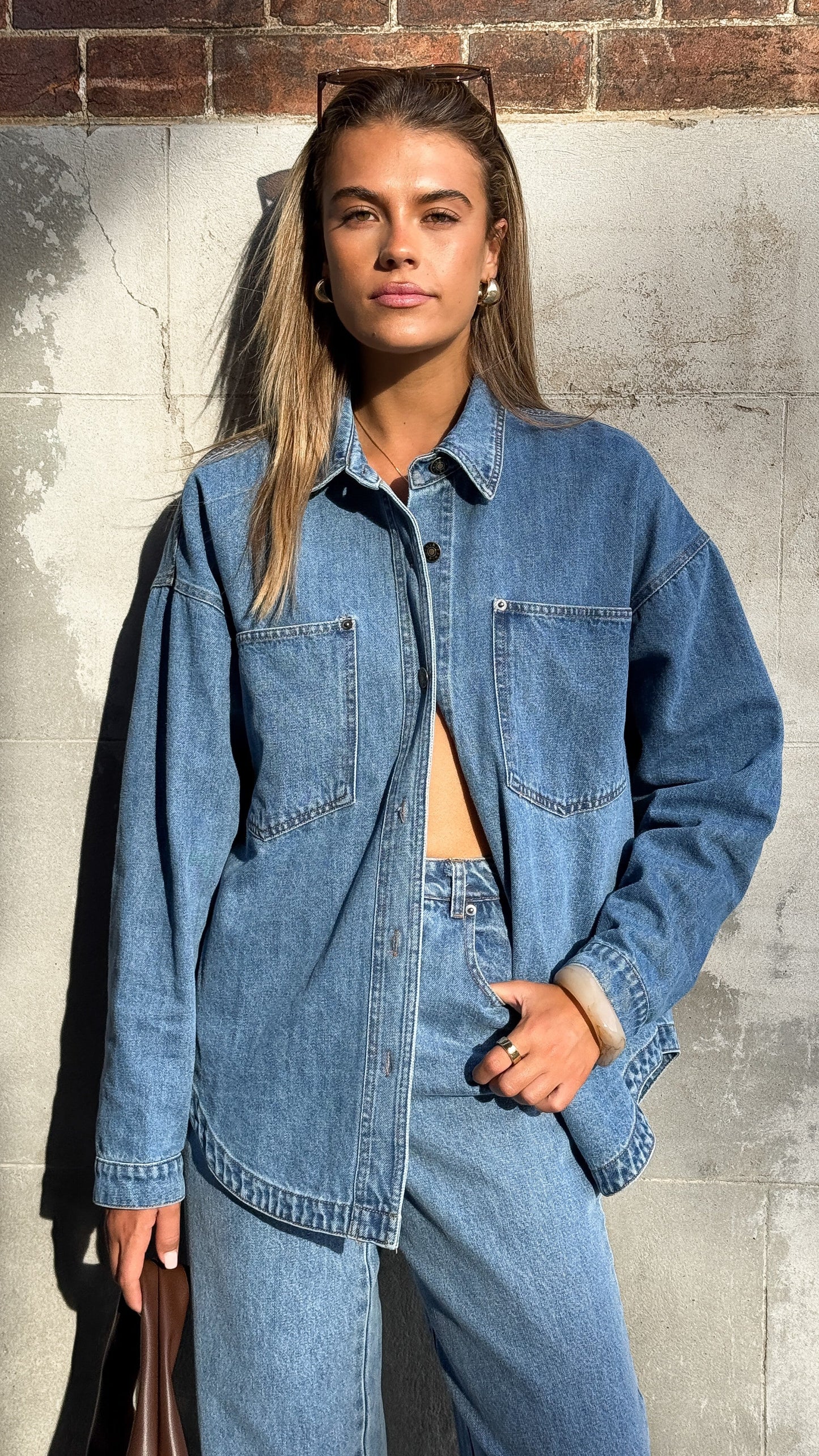 Zaeli Denim Oversized Shirt Mid Blue