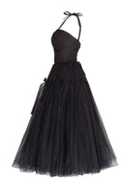 Adorable midi tie strap black tulle dress