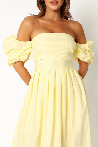 Solana Off Shoulder Midi Dress Yellow
