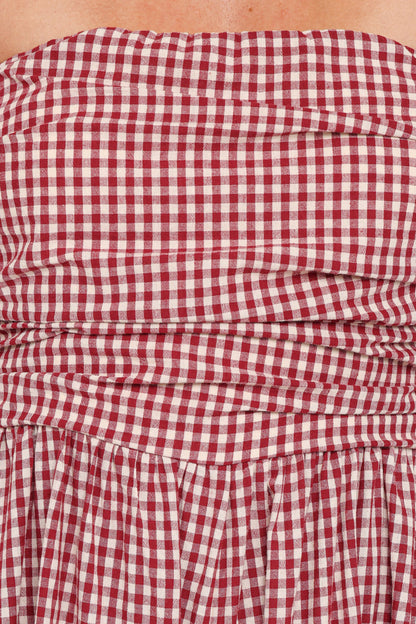 Paige Strapless Jumpsuit Red Gingham