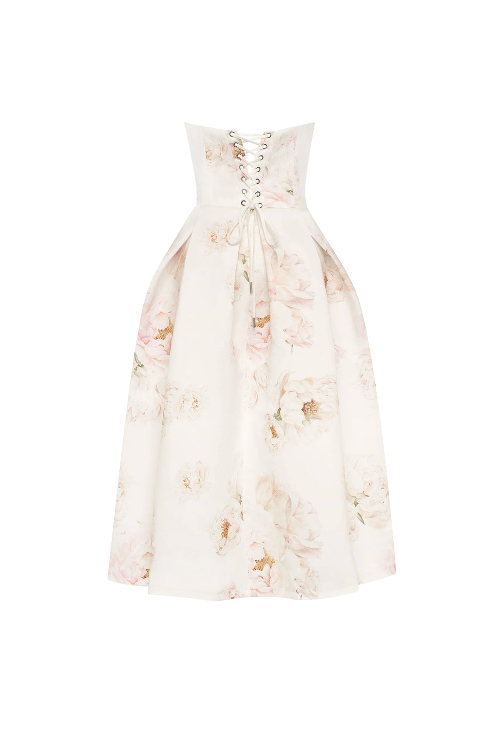 Pink peony corset midi dress Garden of Eden
