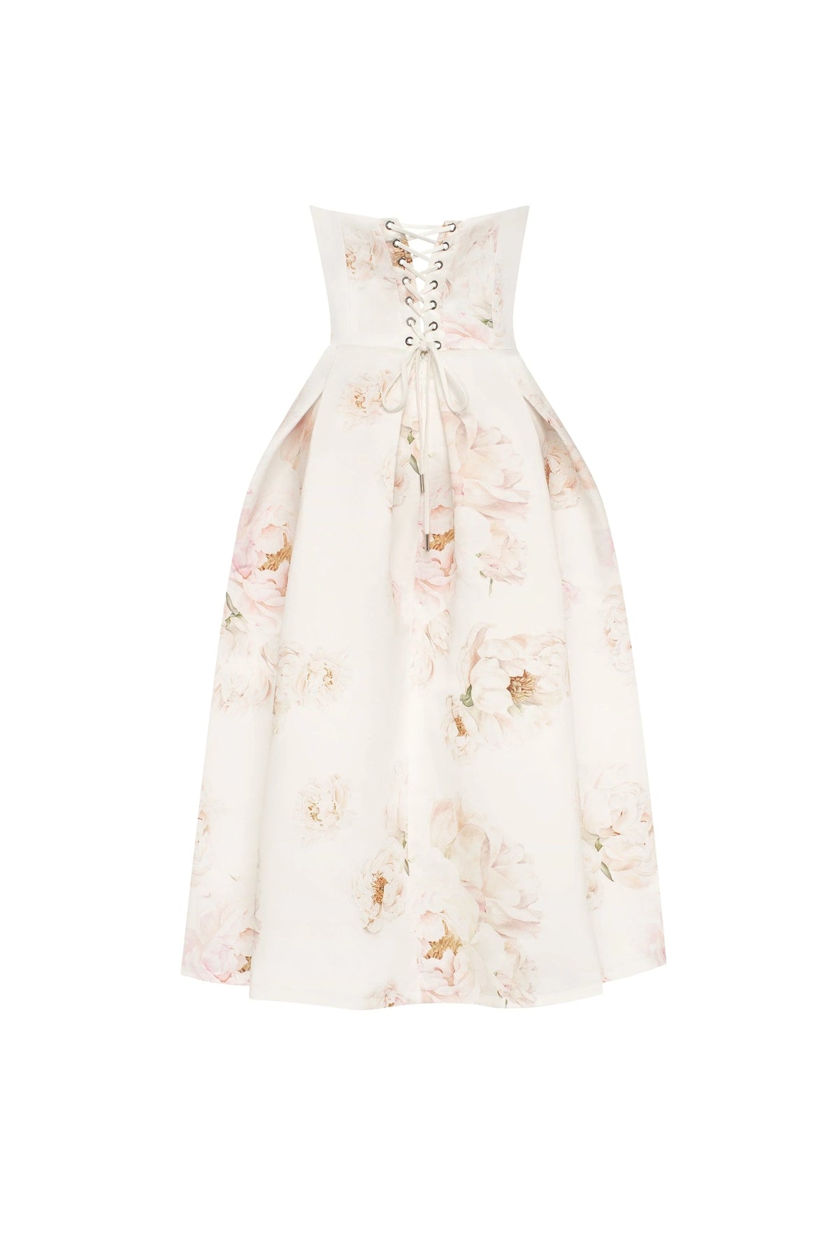 Pink peony corset midi dress Garden of Eden