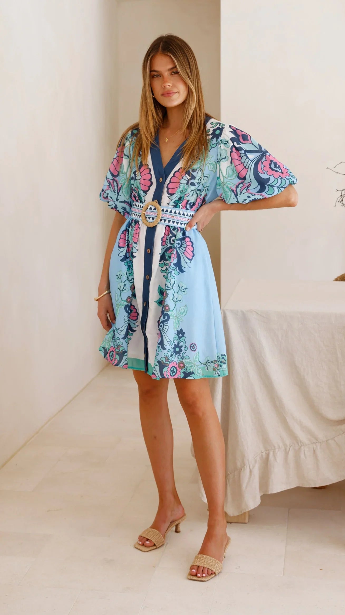 Dali Mini Dress Island Bloom Blue