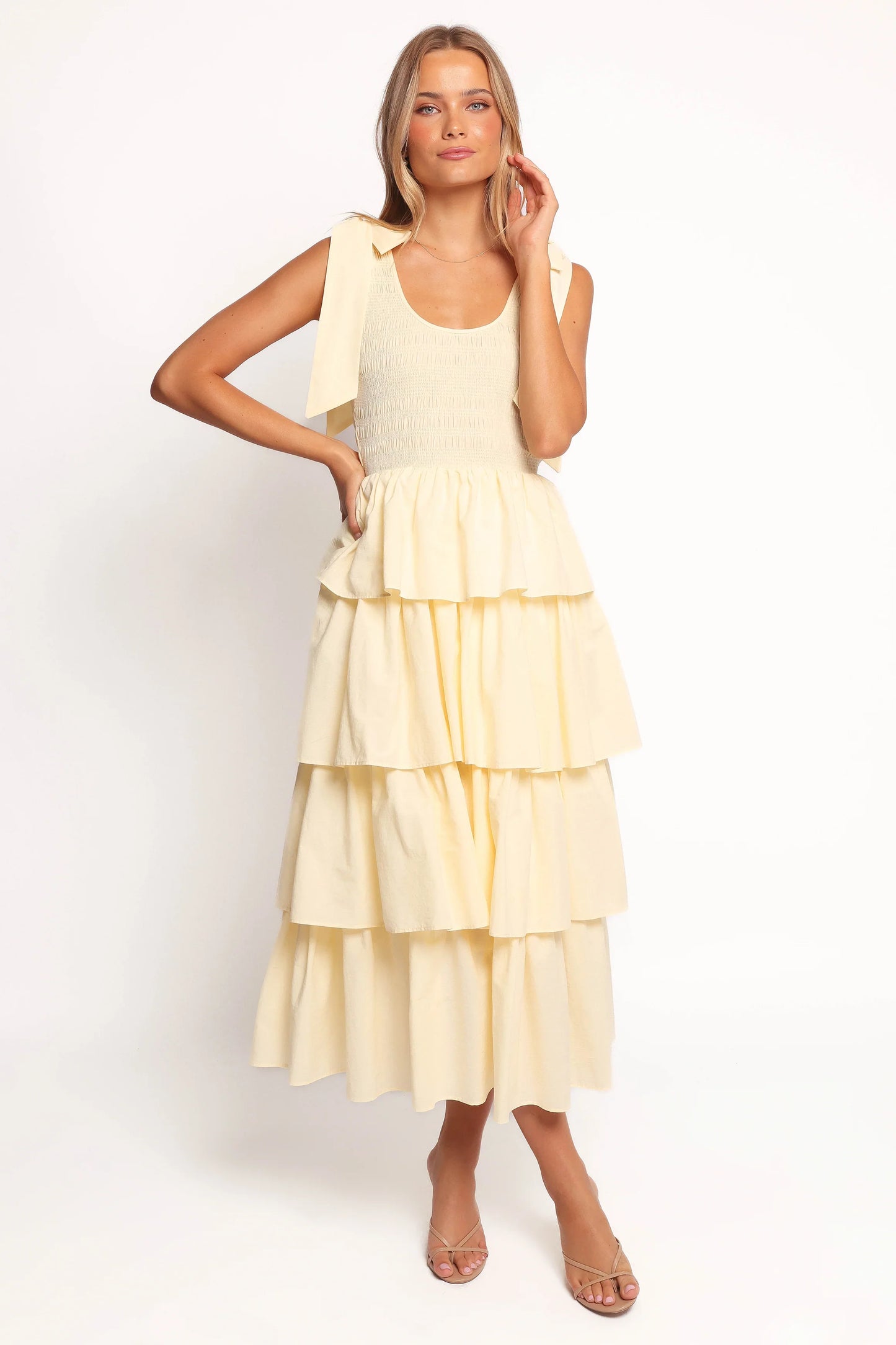 Raphael Tiered Maxi Dress Yellow