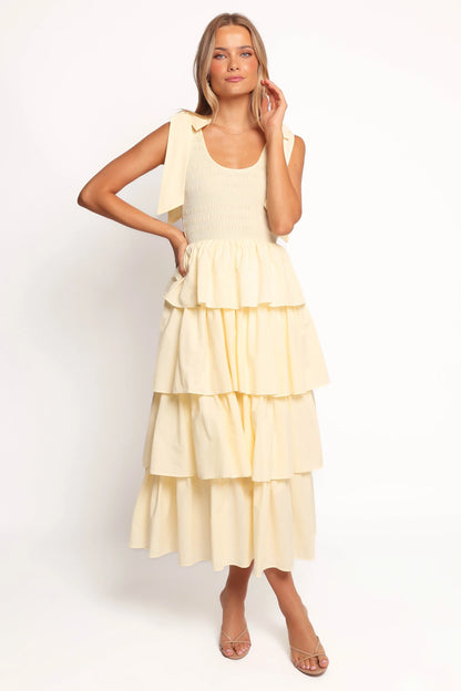 Raphael Tiered Maxi Dress Yellow