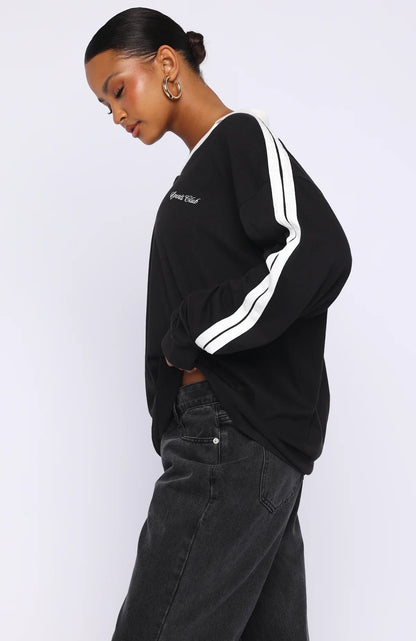 Dreamy Skies Long Sleeve Oversized Jersey Black