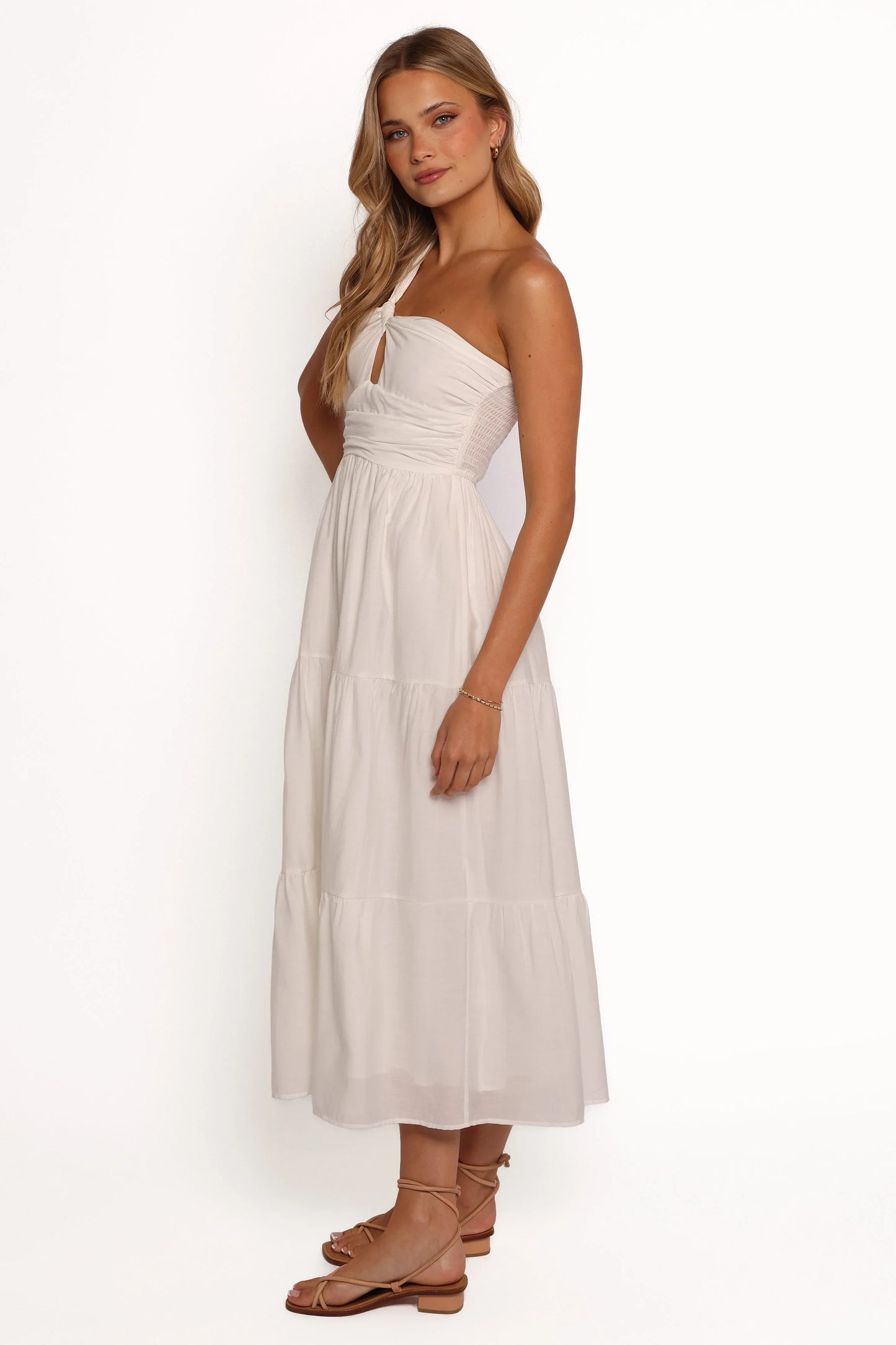 Vinny One Shoulder Maxi Dress White