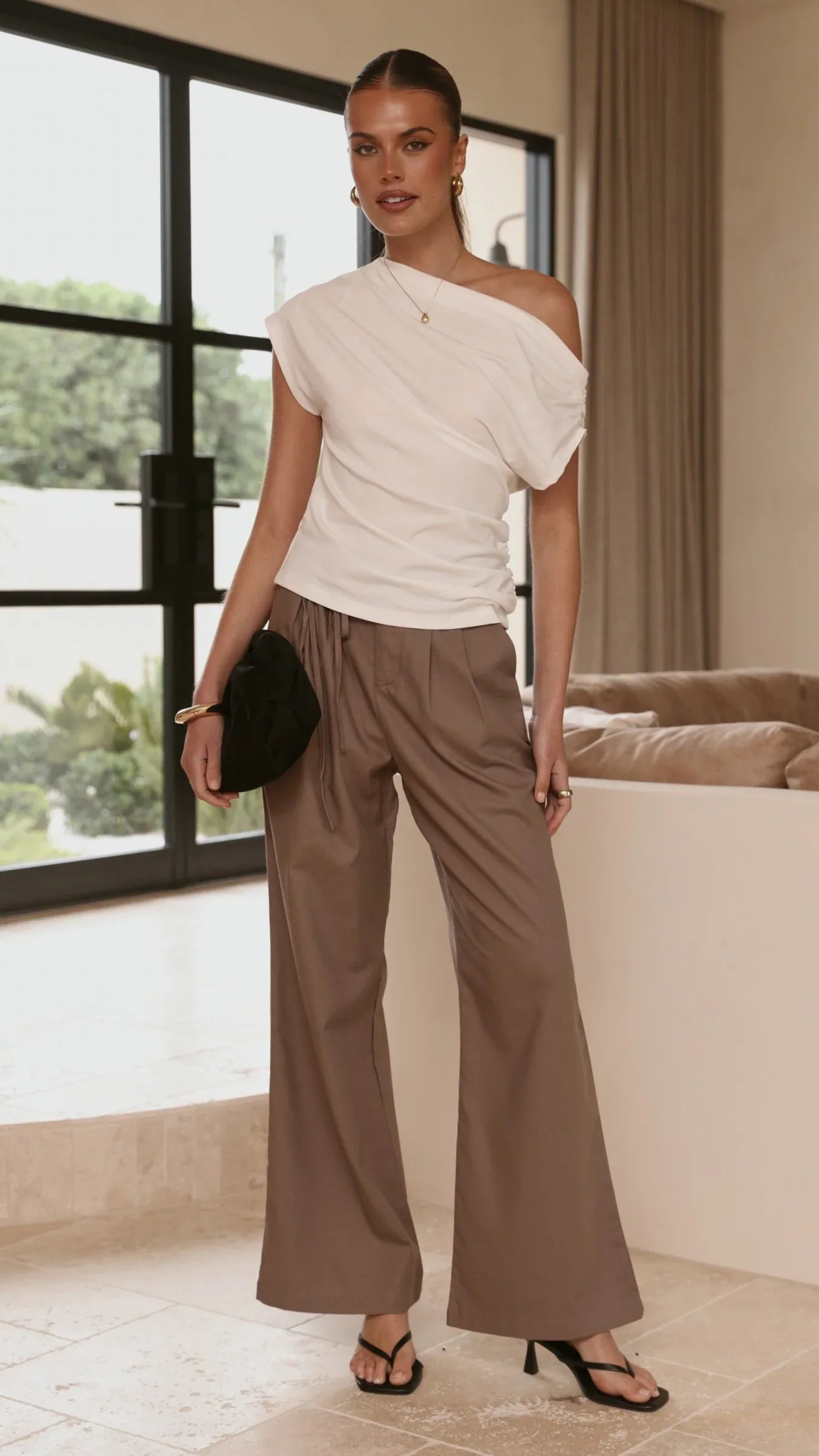Cascada Tie Waist Pants Brown