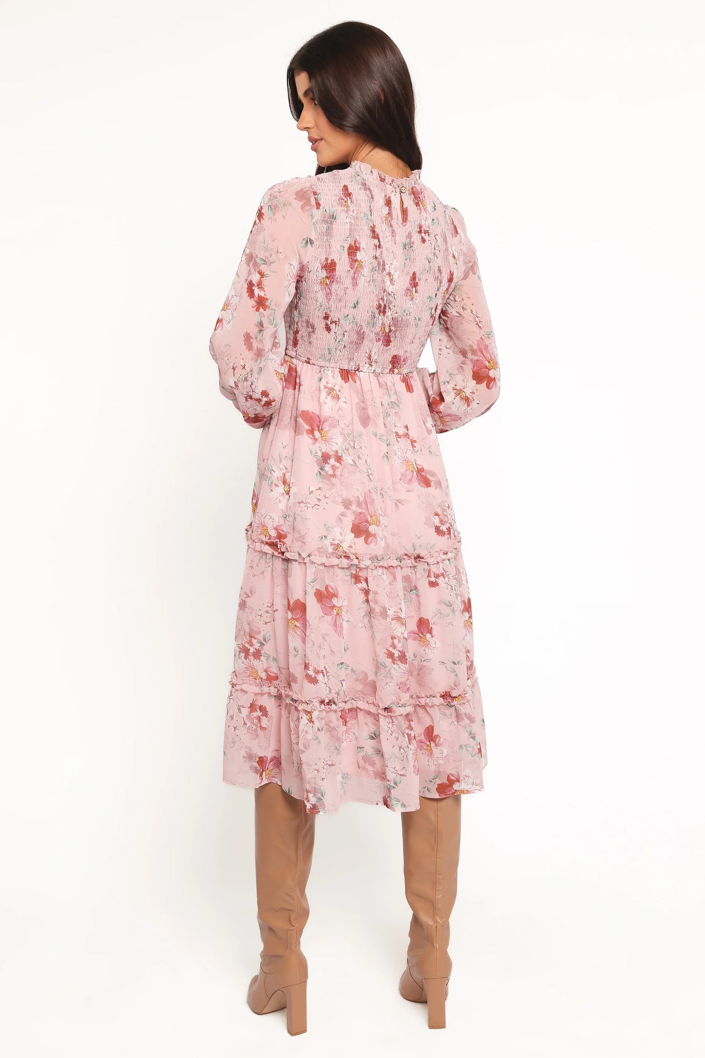 Alamea Long Sleeve Midi Dress Pink Floral