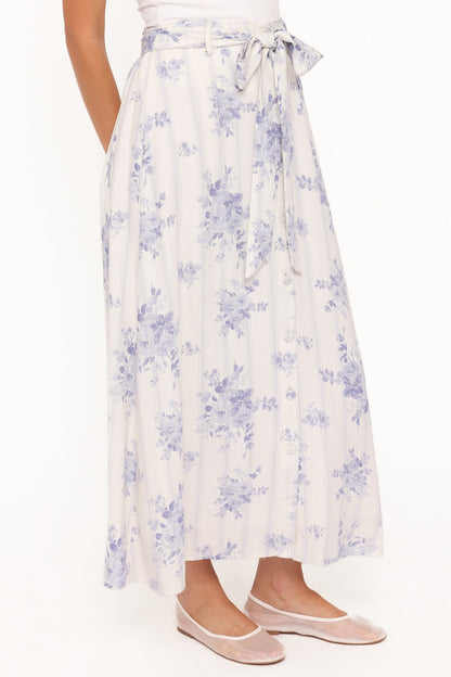 Xander Tie Waist Midi Skirt Lilac Floral