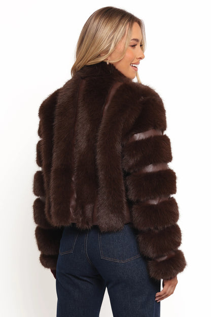 Velma Channel Faux Fur Jacket Chocolate