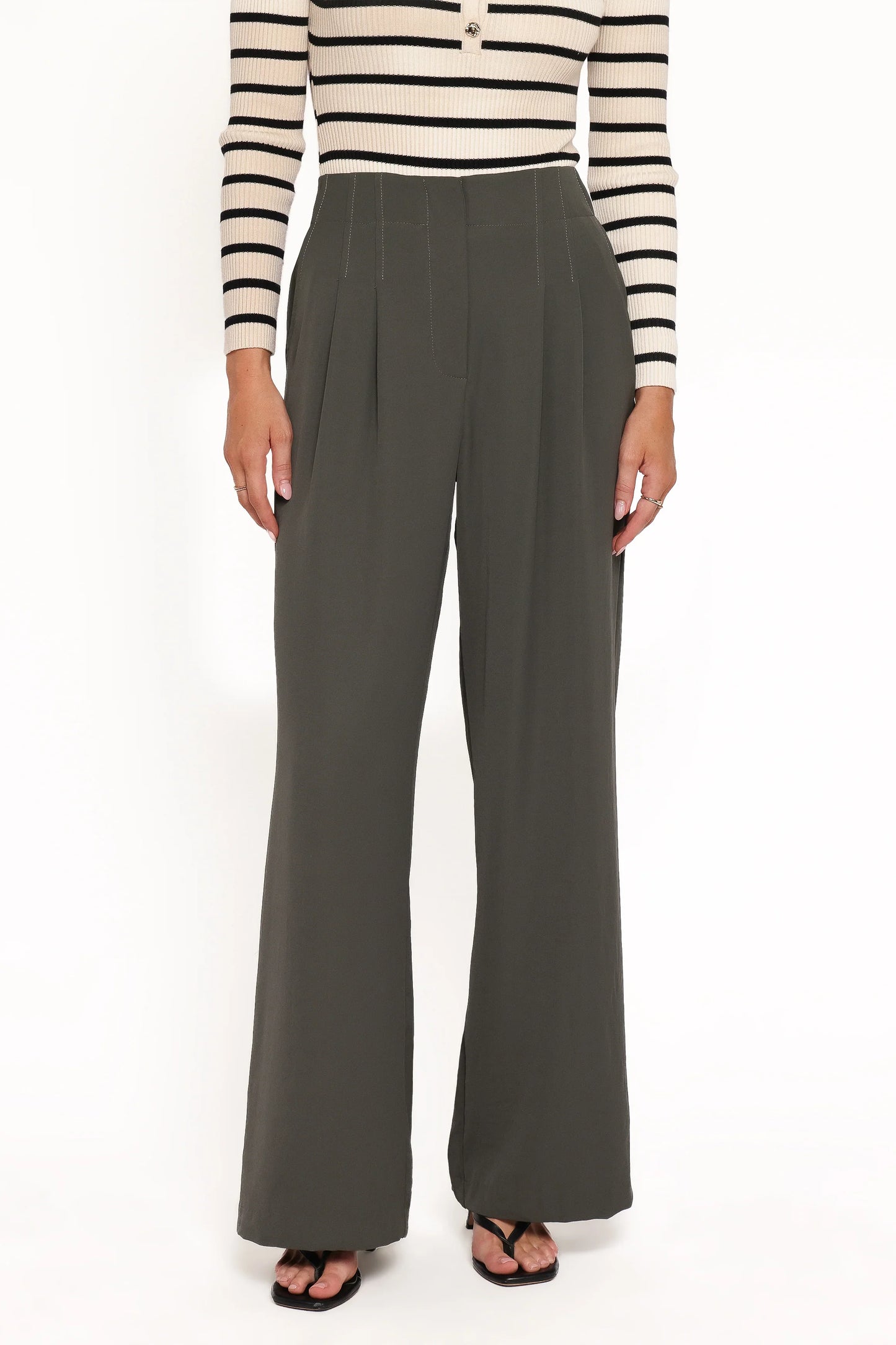 Hayden Pleated Wide Leg Pant Dark Olive