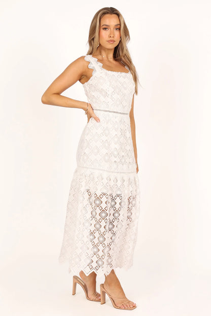 Harper Midi Lace Dress White