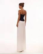 Refined fitted white maxi skirt with a slit Midnight Walk