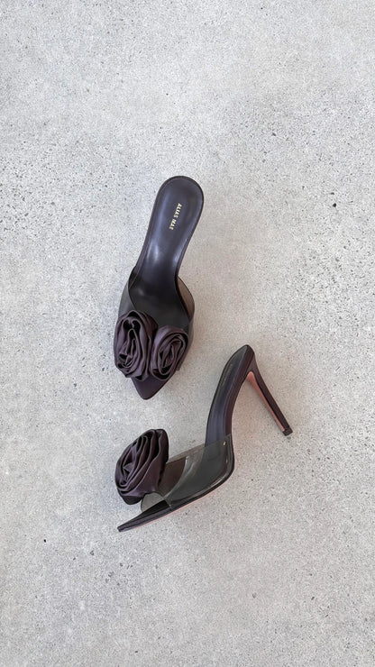 Casey Heel Choc Satin