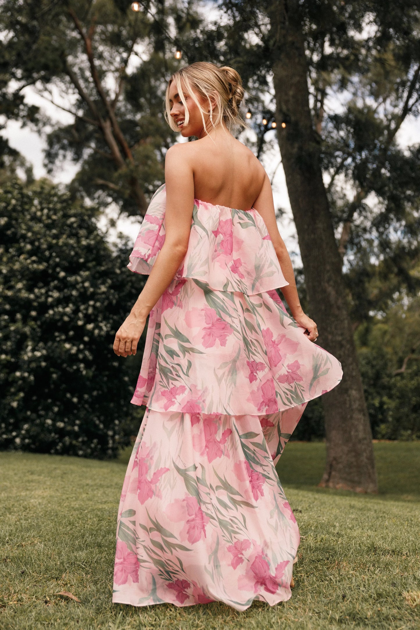 Bloom Strapless Maxi Dress Pink Floral
