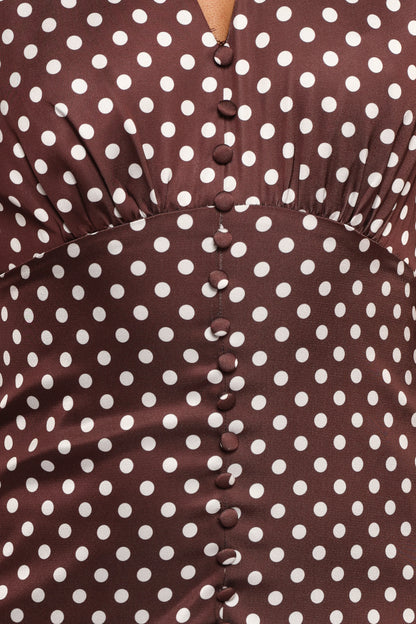 Dean Maxi Dress Brown Polka Dot