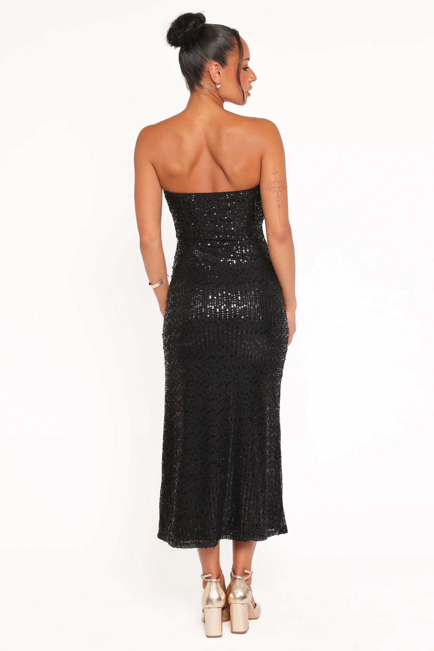 Agnes Strapless Sequin Maxi Dress Black