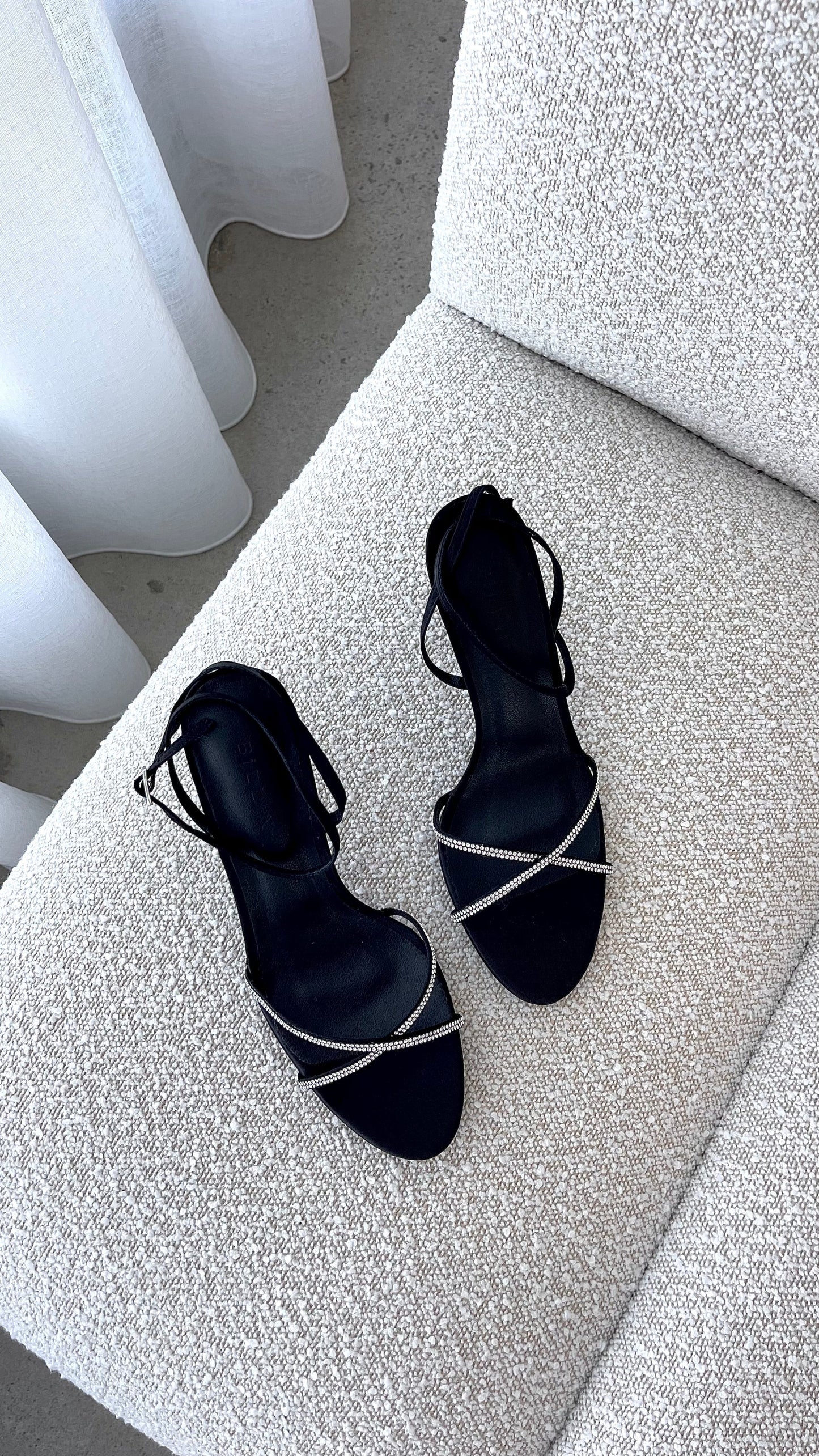 Vixin Heels Black Satin Diamante
