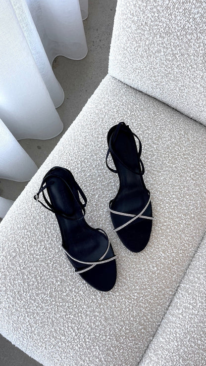 Vixin Heels Black Satin Diamante