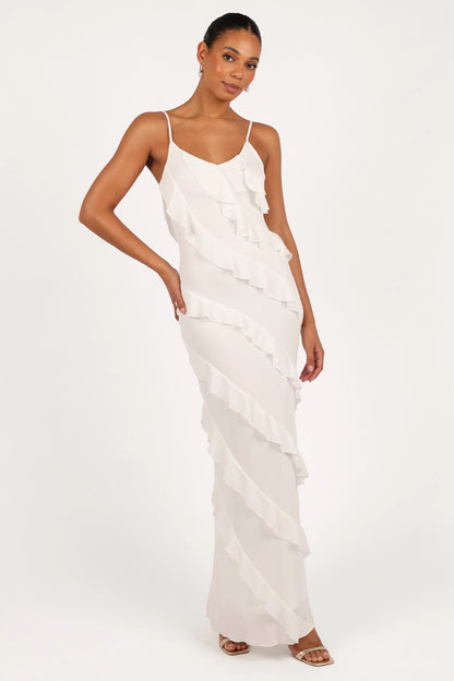 Ciao Ruffles Maxi Dress Cloud White