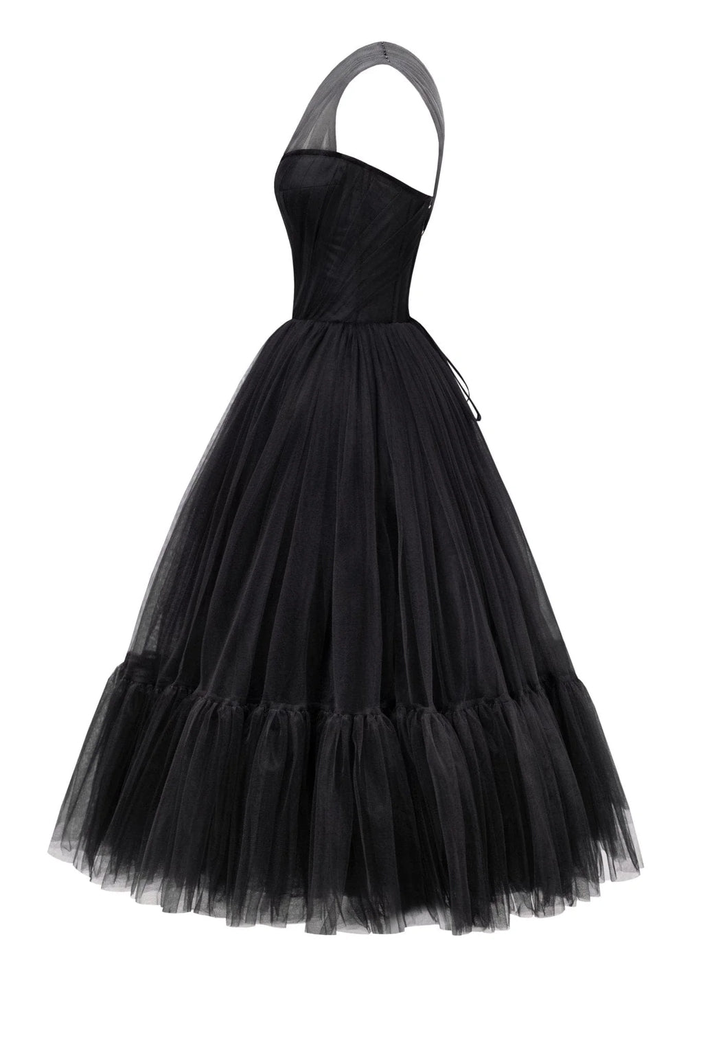 Black One Shoulder Cocktail Tulle Dress