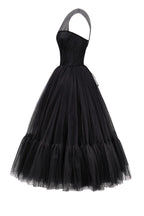 Black One Shoulder Cocktail Tulle Dress