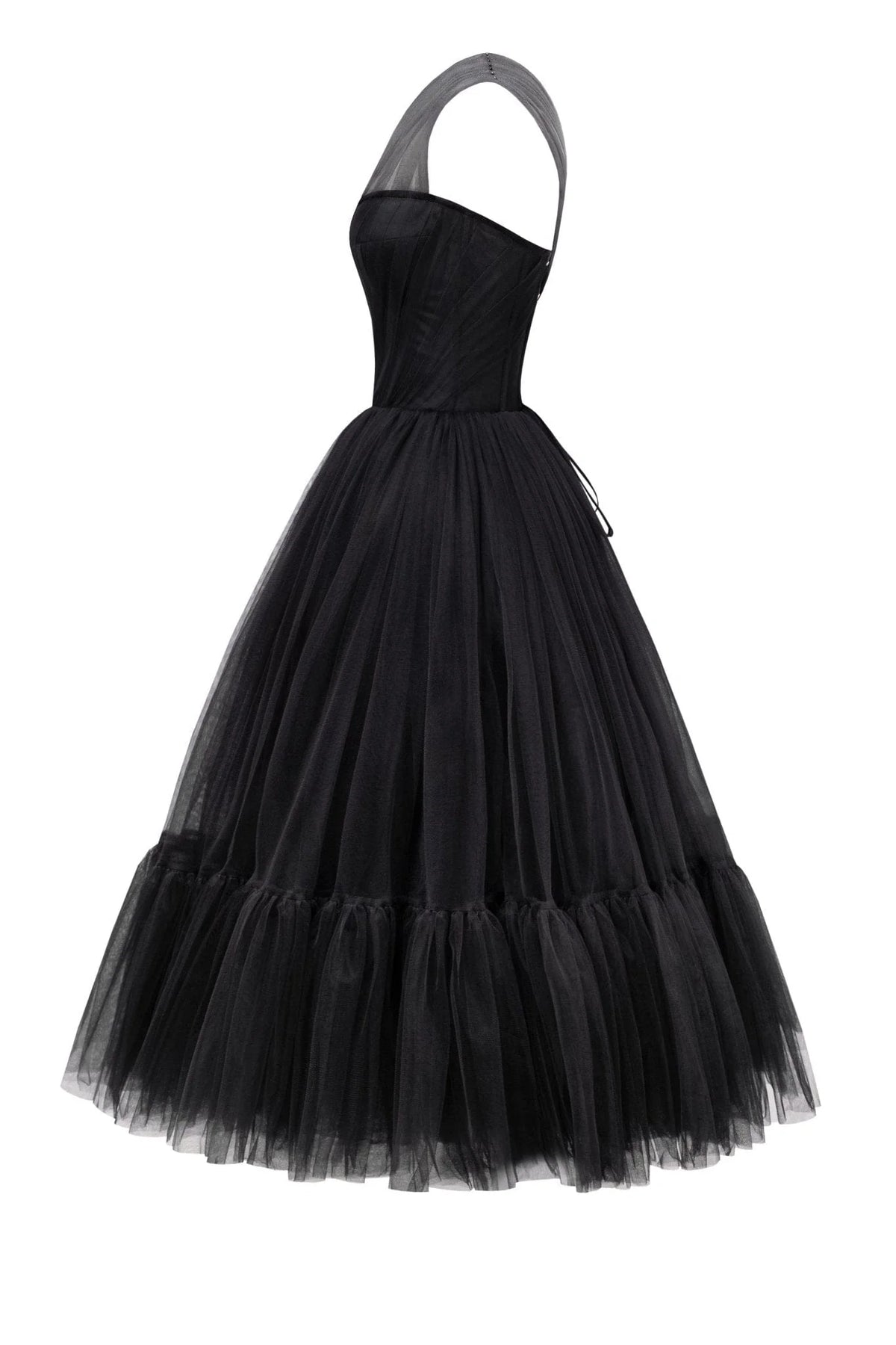 Black One Shoulder Cocktail Tulle Dress