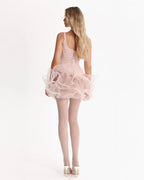 Sculptural flower like pink mini skirt