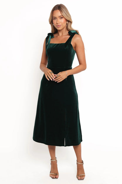 Laurel Velvet Midi Dress Emerald Green