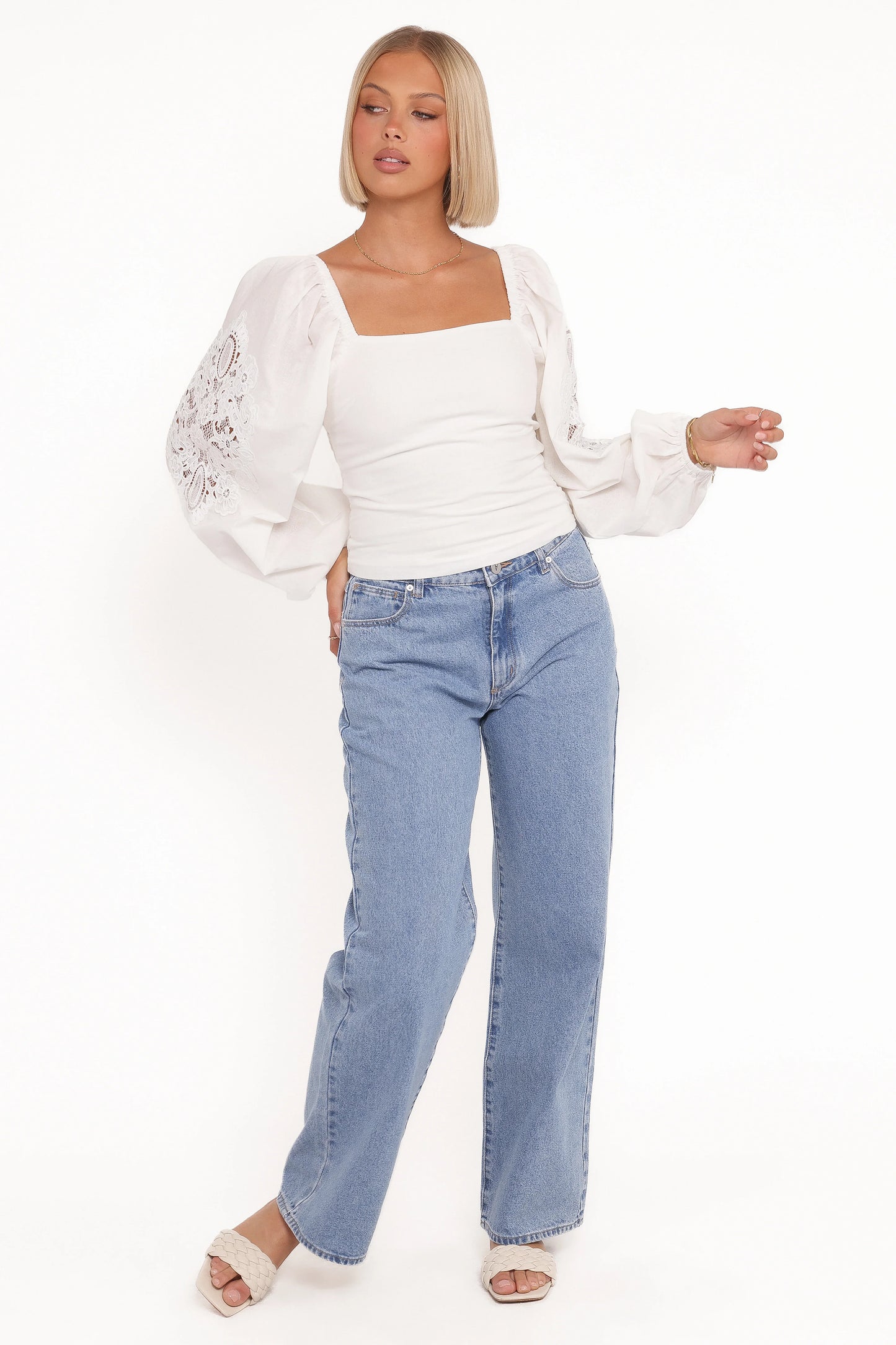 Angelica Long Sleeve Top White