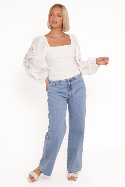 Angelica Long Sleeve Top White