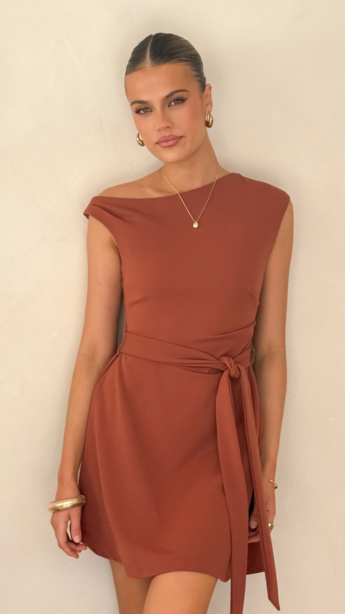 Gem Mini Dress Brown