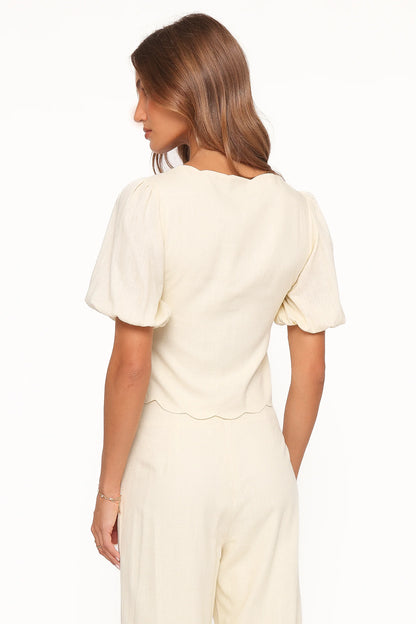 Jensen Scallop Hem Top Butter Yellow