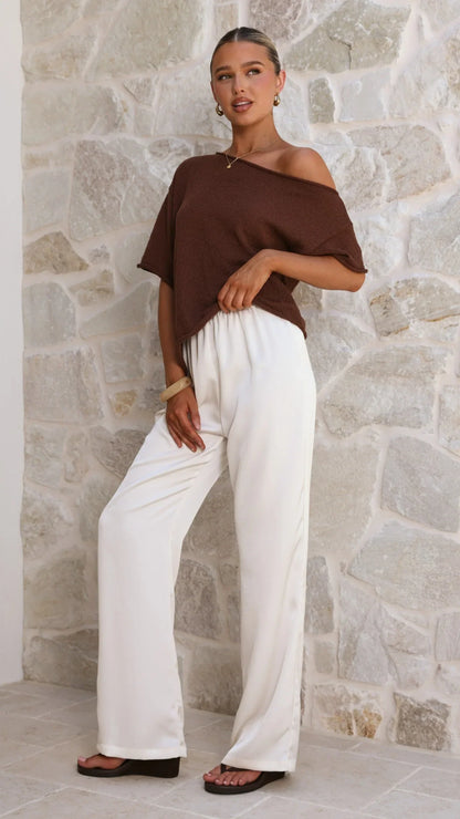 Blair Off Shoulder Tee Chocolate