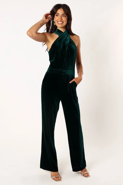 Liberty Velvet Jumpsuit Hunter Green