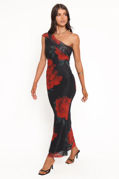 Gerri Off Shoulder Maxi Dress Black Floral