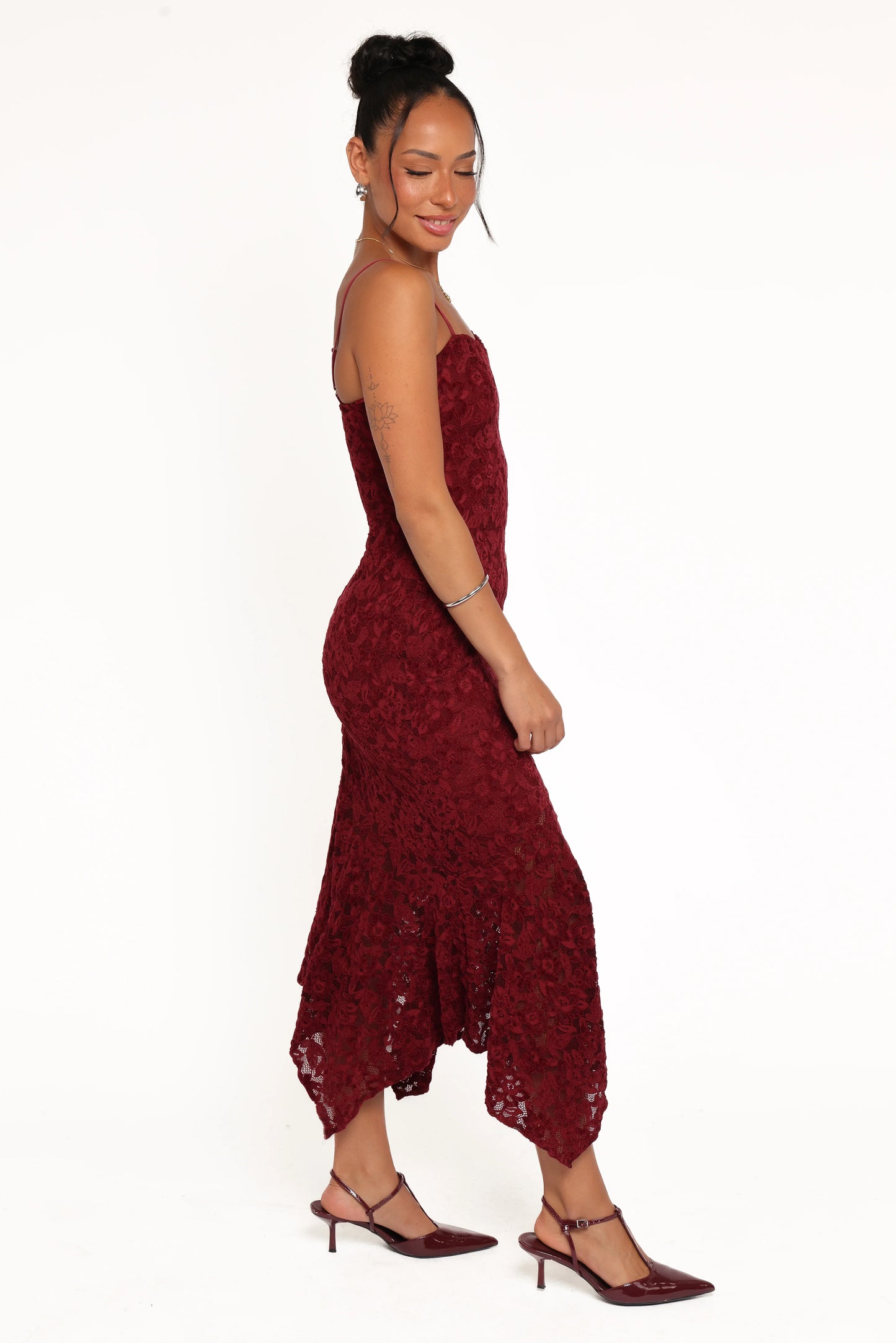 Lorde Midi Dress Burgundy Lace