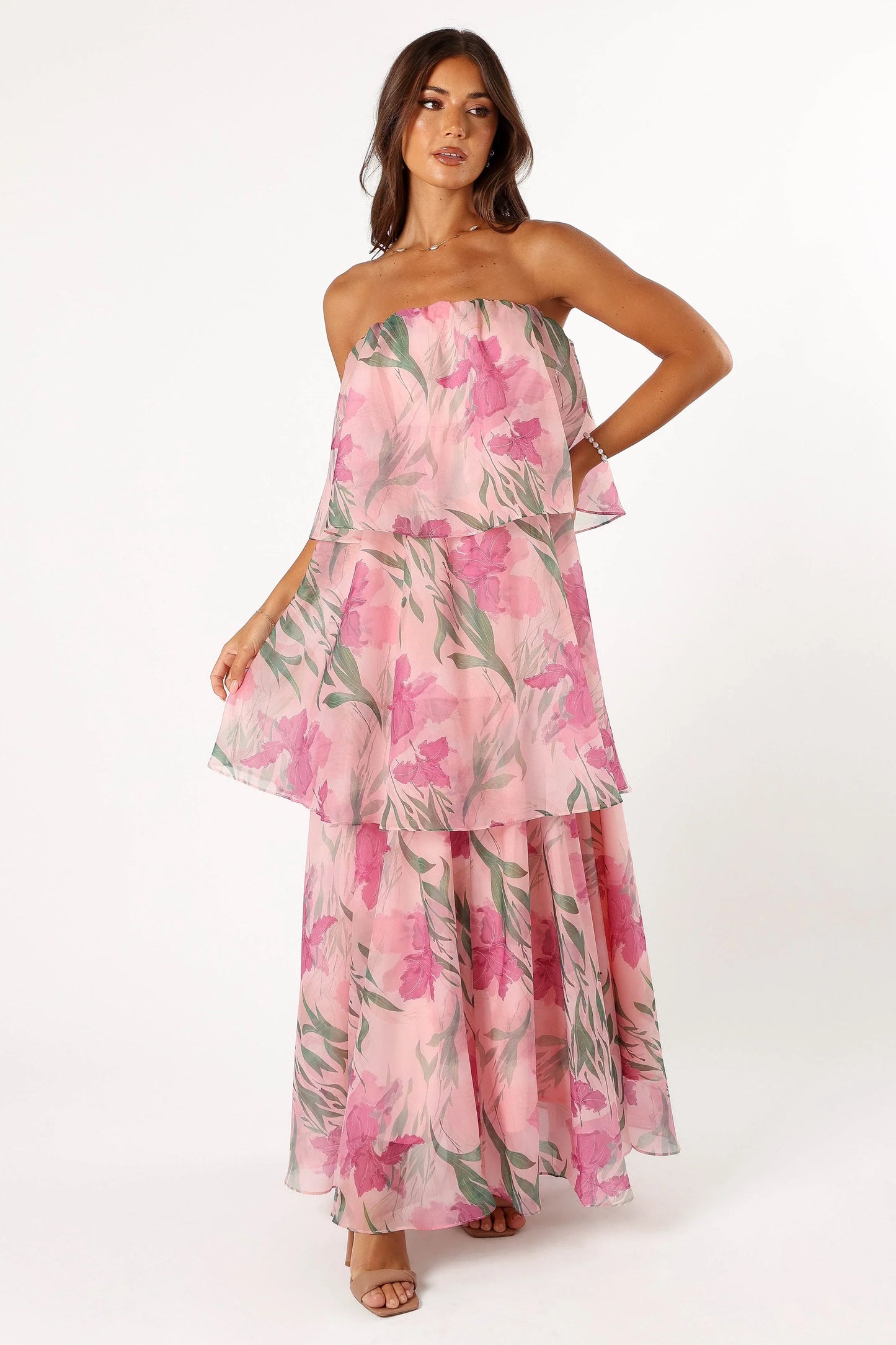 Bloom Strapless Maxi Dress Pink Floral