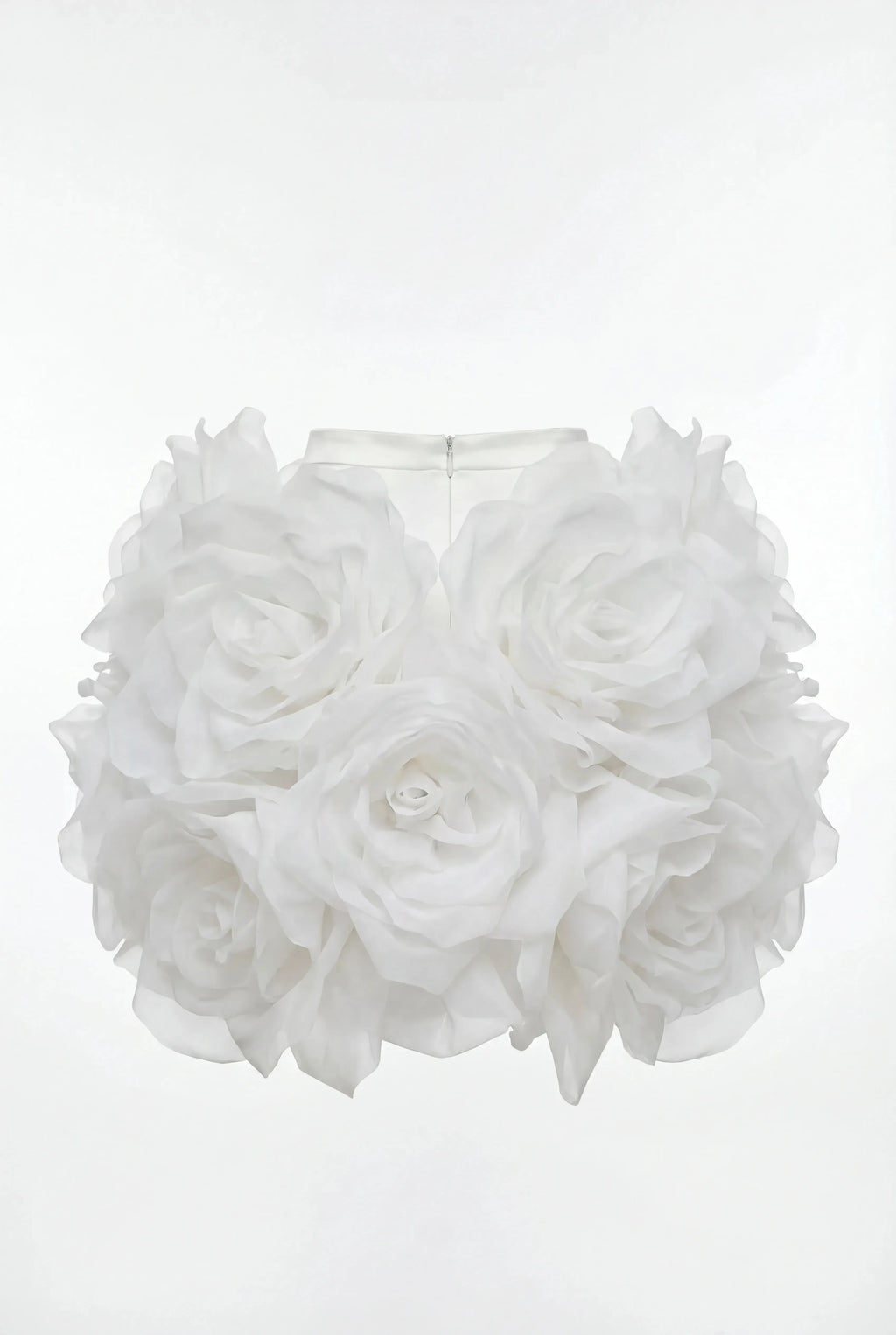 White Mini Skirt with Organza Flowers