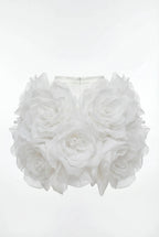 White Mini Skirt with Organza Flowers