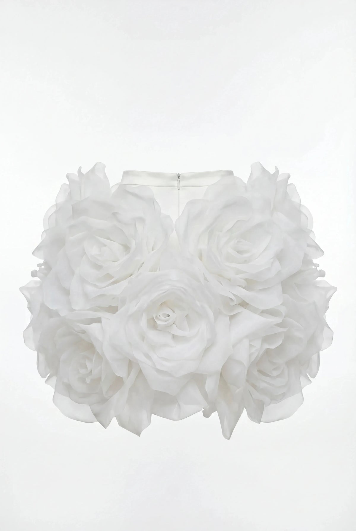 White Mini Skirt with Organza Flowers