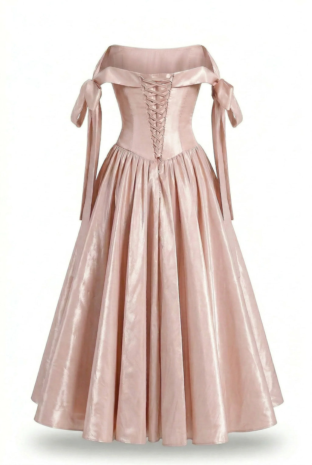 Misty Rose Taffeta Corset Midi Dress