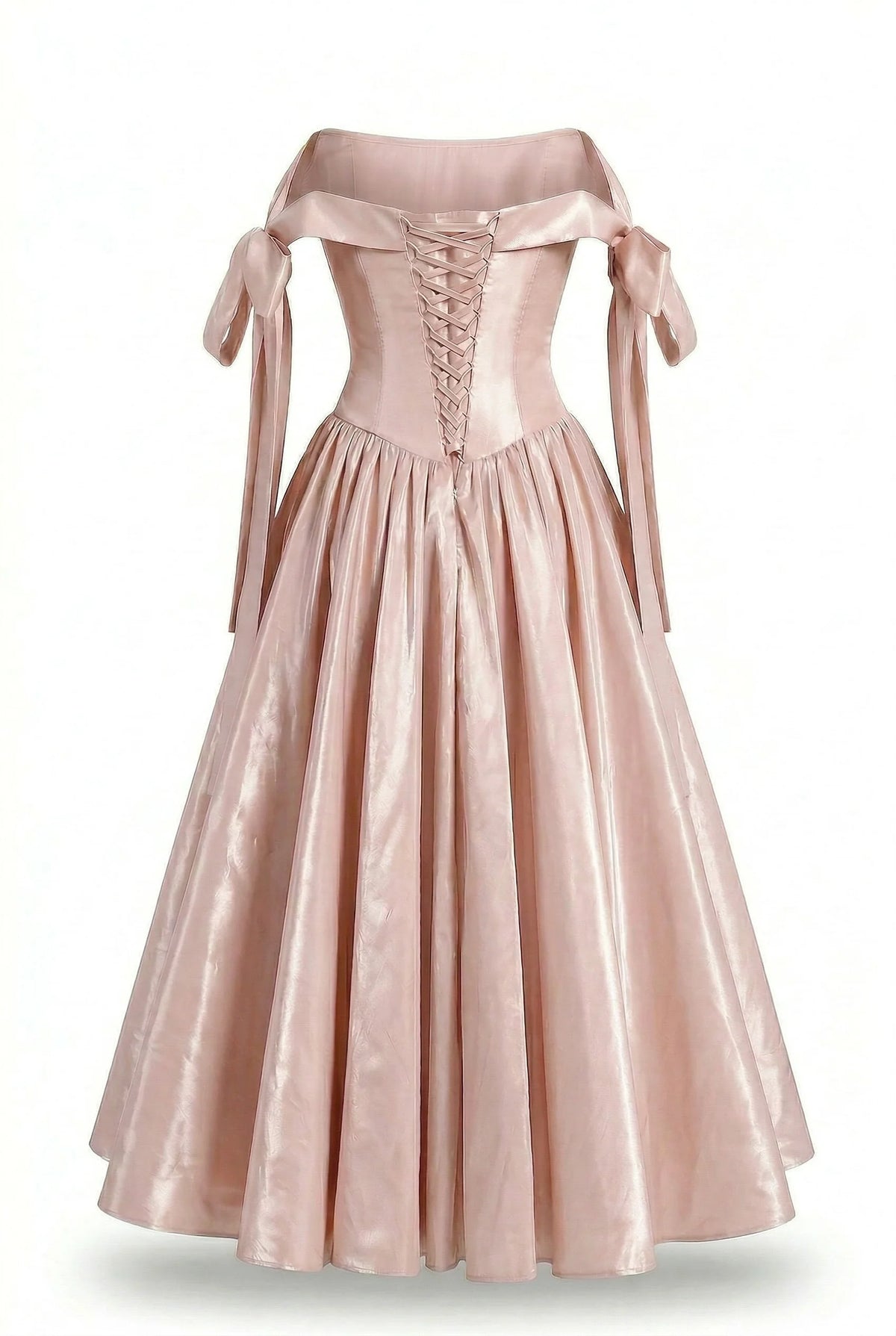 Misty Rose Taffeta Corset Midi Dress