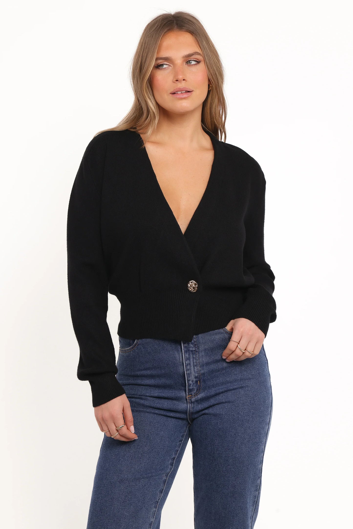 Caterina Button Cardigan Black